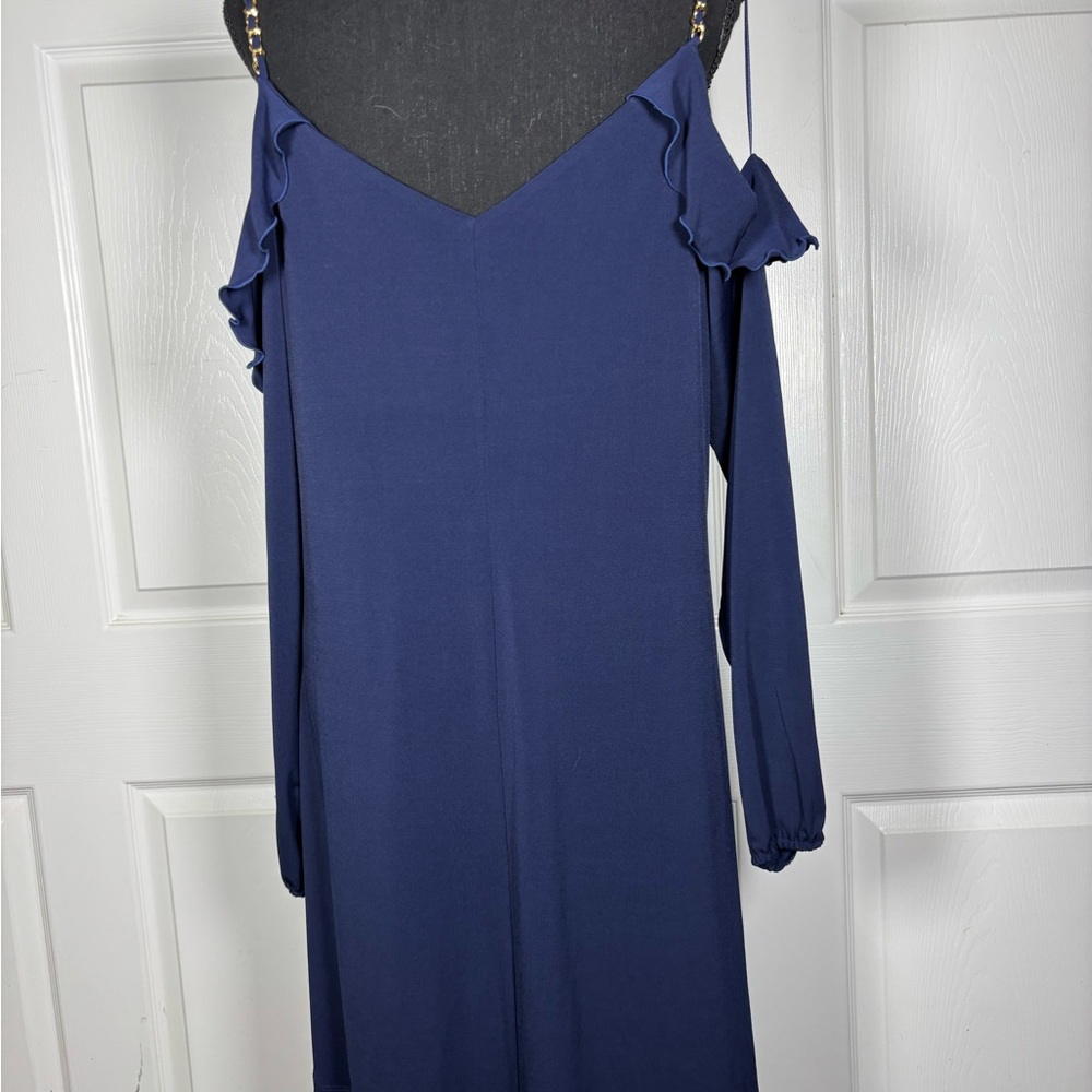 Michael Kors Navy Cold-Shoulder Long Sleeve Dress - Picture 10 of 14